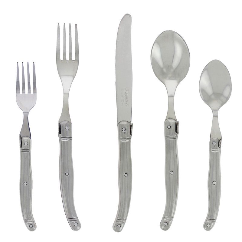  French Home Laguiole 20 Piece Stainless Steel Flatware Set - Silver - Bonton