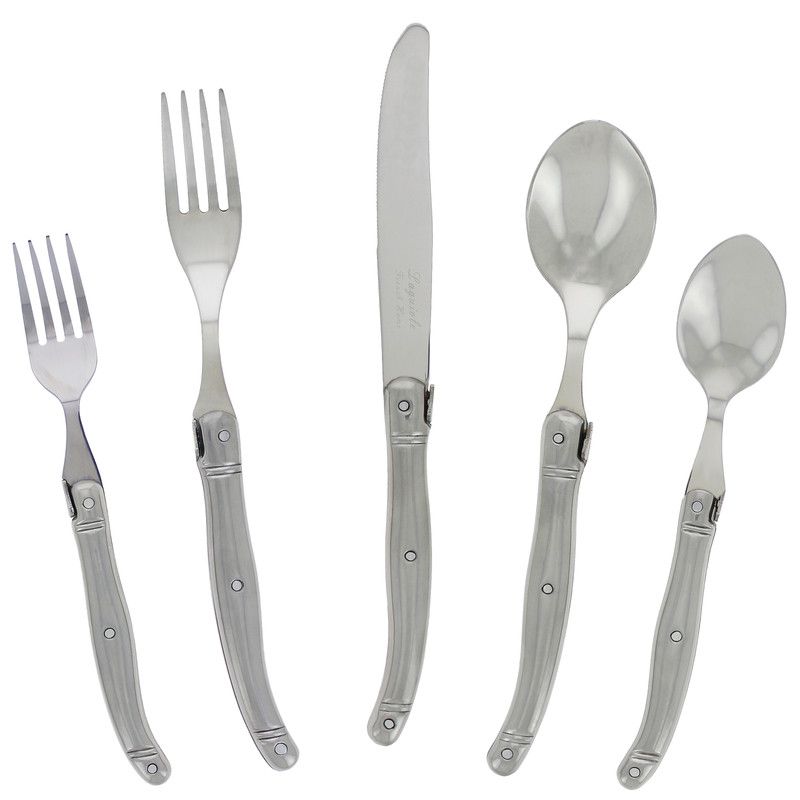  French Home Laguiole 20 Piece Stainless Steel Flatware Set - Silver - Bonton