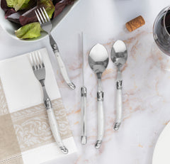 Laguiole 20 Piece Stainless Steel Flatware Set, Service for 4, Pearl White
