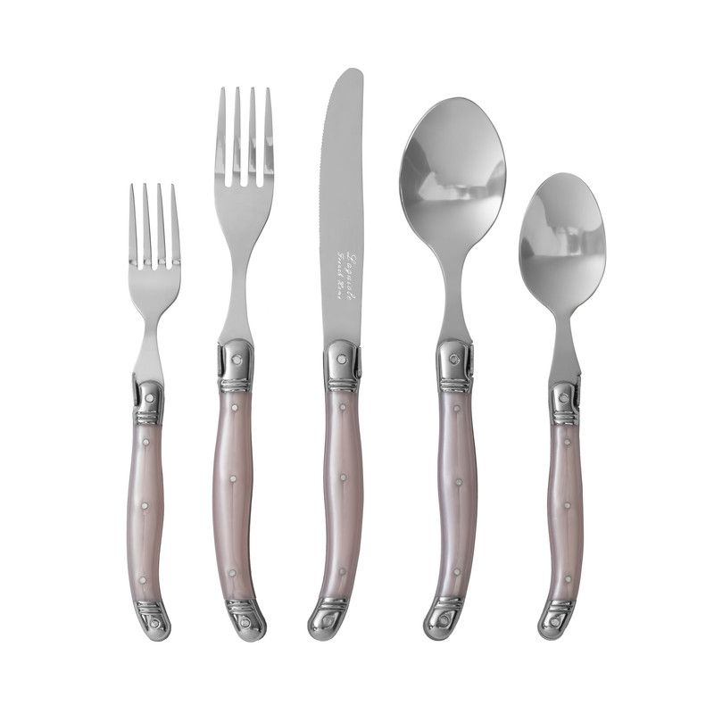  French Home Laguiole Stainless-Steel 20 Pieces Flatware Set - Light Pink - Bonton