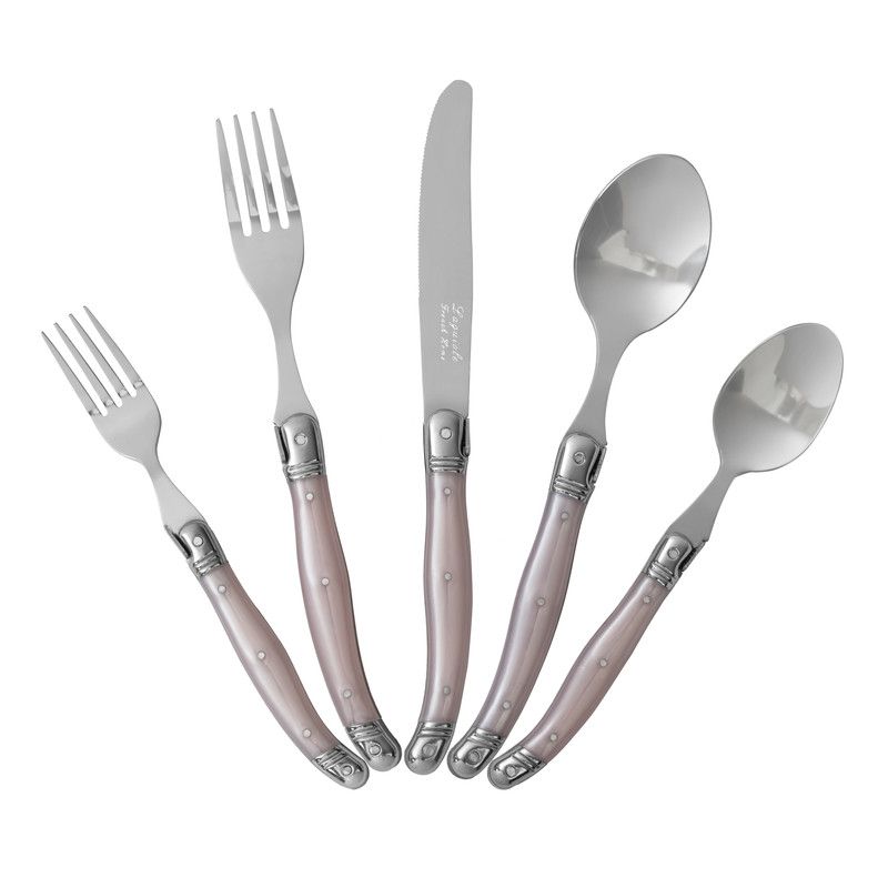  French Home Laguiole Stainless-Steel 20 Pieces Flatware Set - Light Pink - Bonton