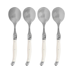 Set of 4, Laguiole Soup Spoons With Faux Ivory Handles