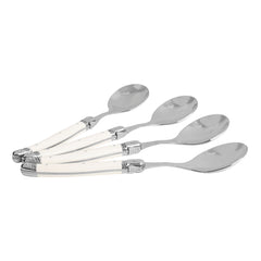 Set of 4, Laguiole Soup Spoons With Faux Ivory Handles