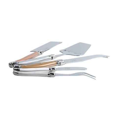 Laguiole 5 Piece Cheese Knife, Fork and Slicer Set, Mixed Metals