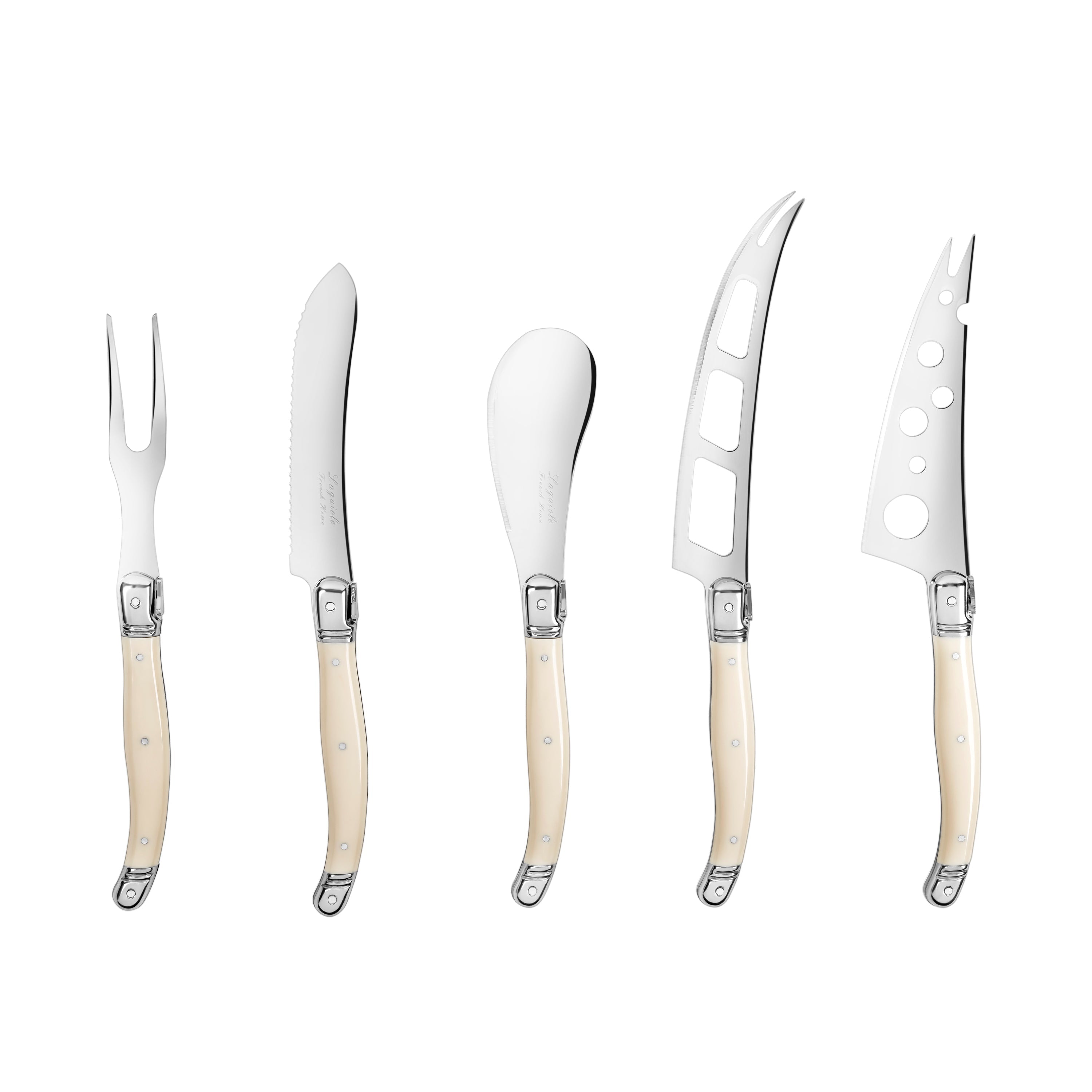  French Home Laguiole 5-Piece Artisan Cheese Knife Set With Ivory-Colored Handles - Default Title - Bonton