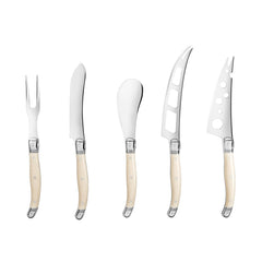 Laguiole 5-Piece Artisan Cheese Knife Set With Ivory-Colored Handles
