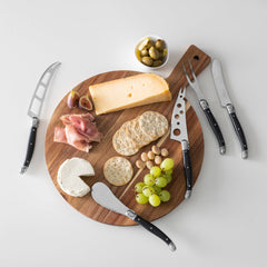 Laguiole 5-Piece Artisan Cheese Knife Set With Black Pakkawood Handles