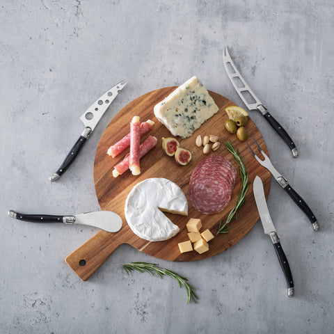 Laguiole 5-Piece Artisan Cheese Knife Set With Black Pakkawood Handles