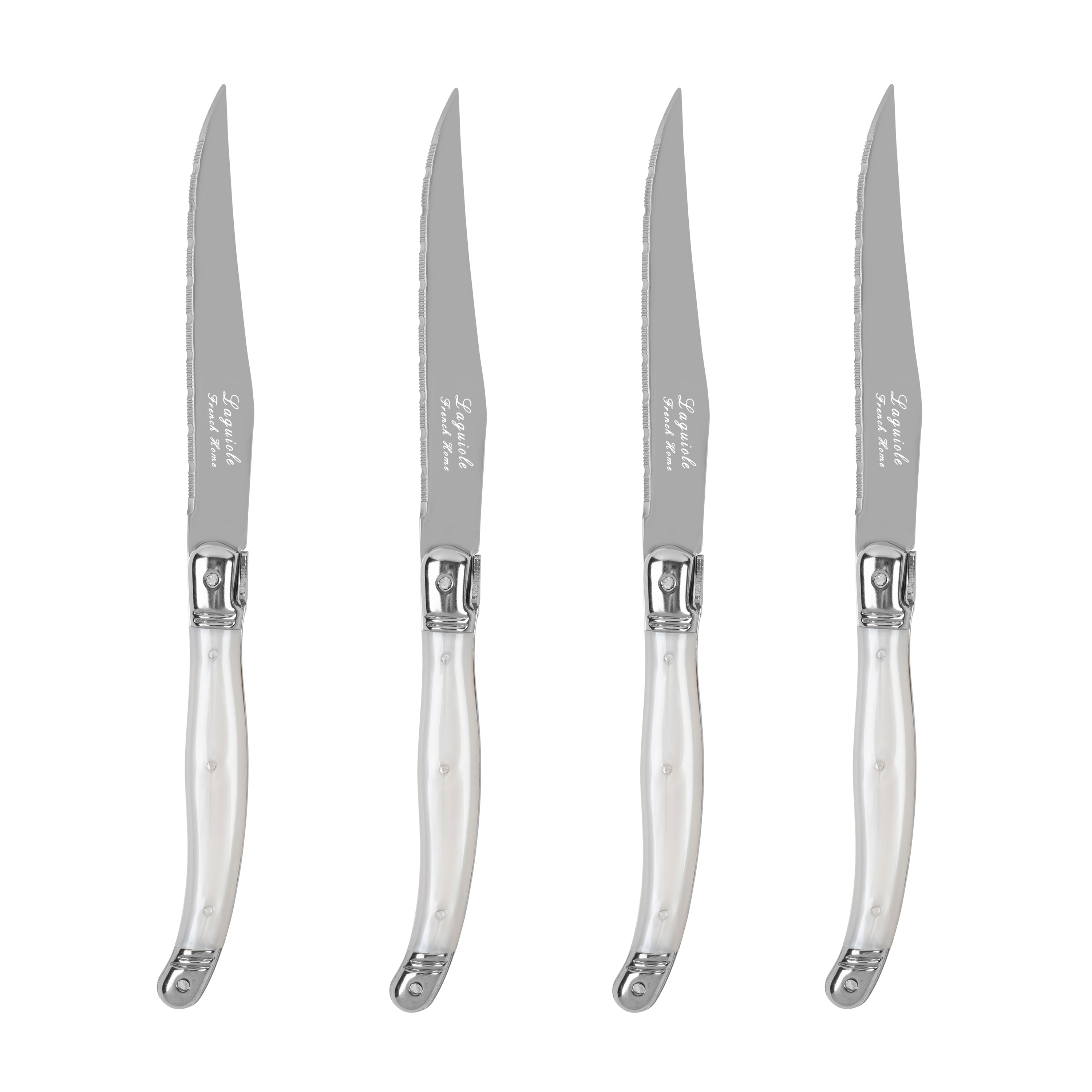  French Home Laguiole Connoisseur 4-Piece Steak Knife Set With Pearl White Handles - Default Title - Bonton