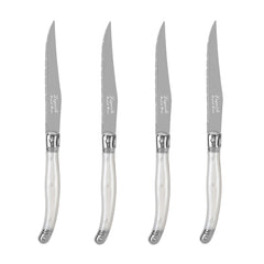 Laguiole Connoisseur 4-Piece Steak Knife Set With Pearl White Handles