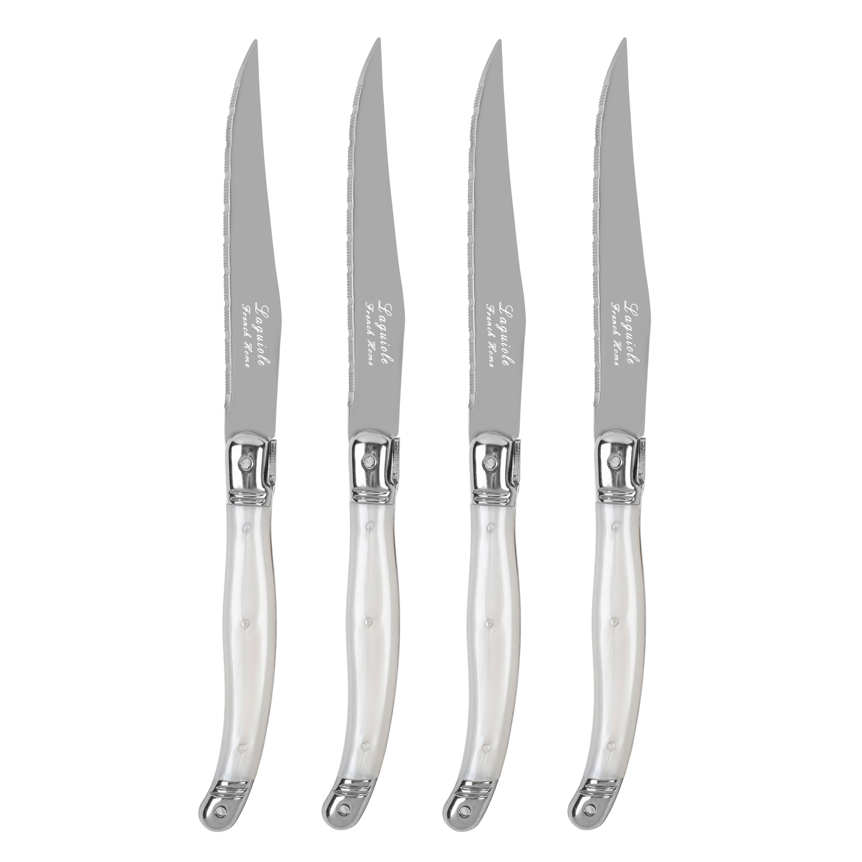  French Home Laguiole Connoisseur 4-Piece Steak Knife Set With Pearl White Handles - Default Title - Bonton