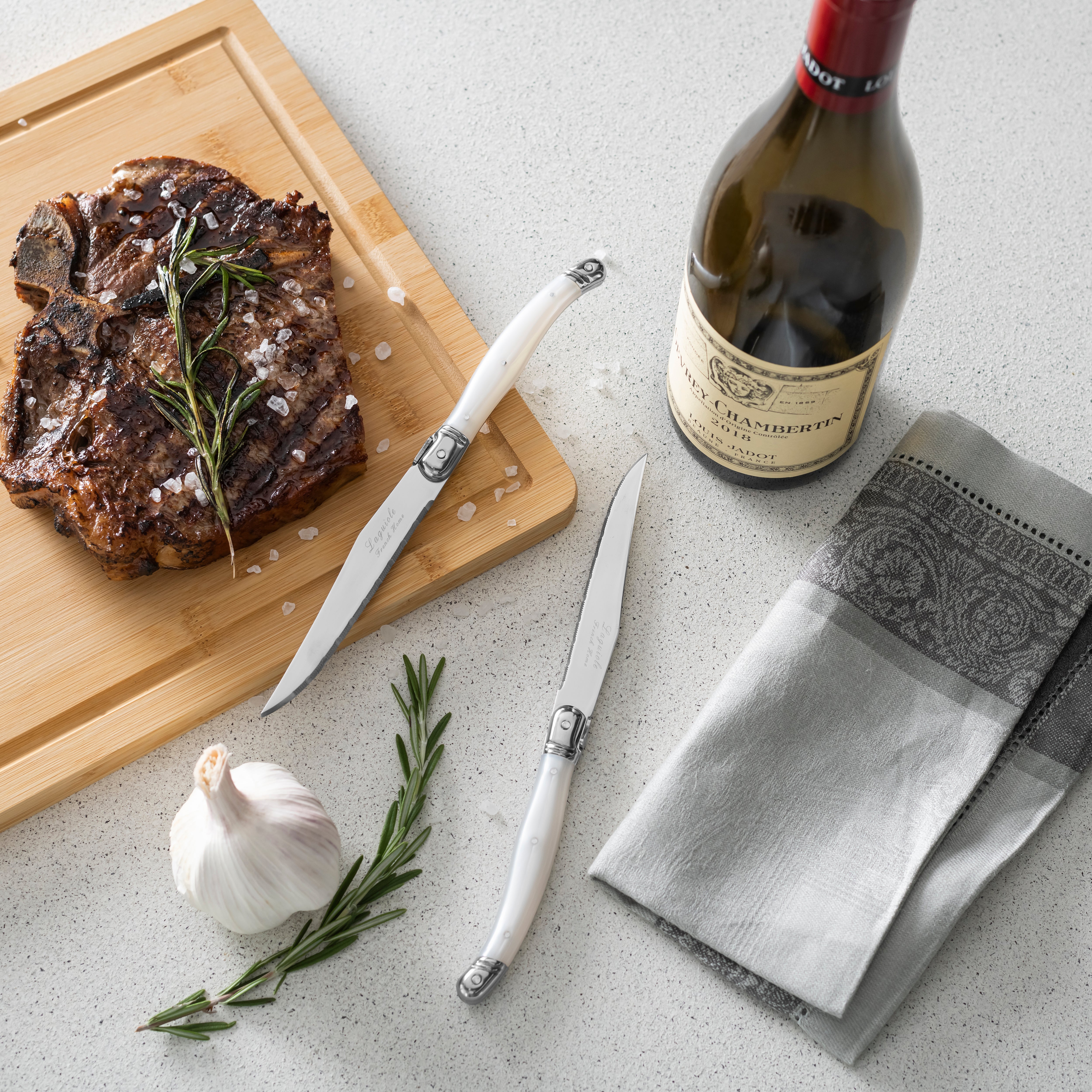  French Home Laguiole Connoisseur 4-Piece Steak Knife Set With Pearl White Handles - Default Title - Bonton