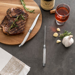 Laguiole Connoisseur 4-Piece Steak Knife Set With Pearl White Handles