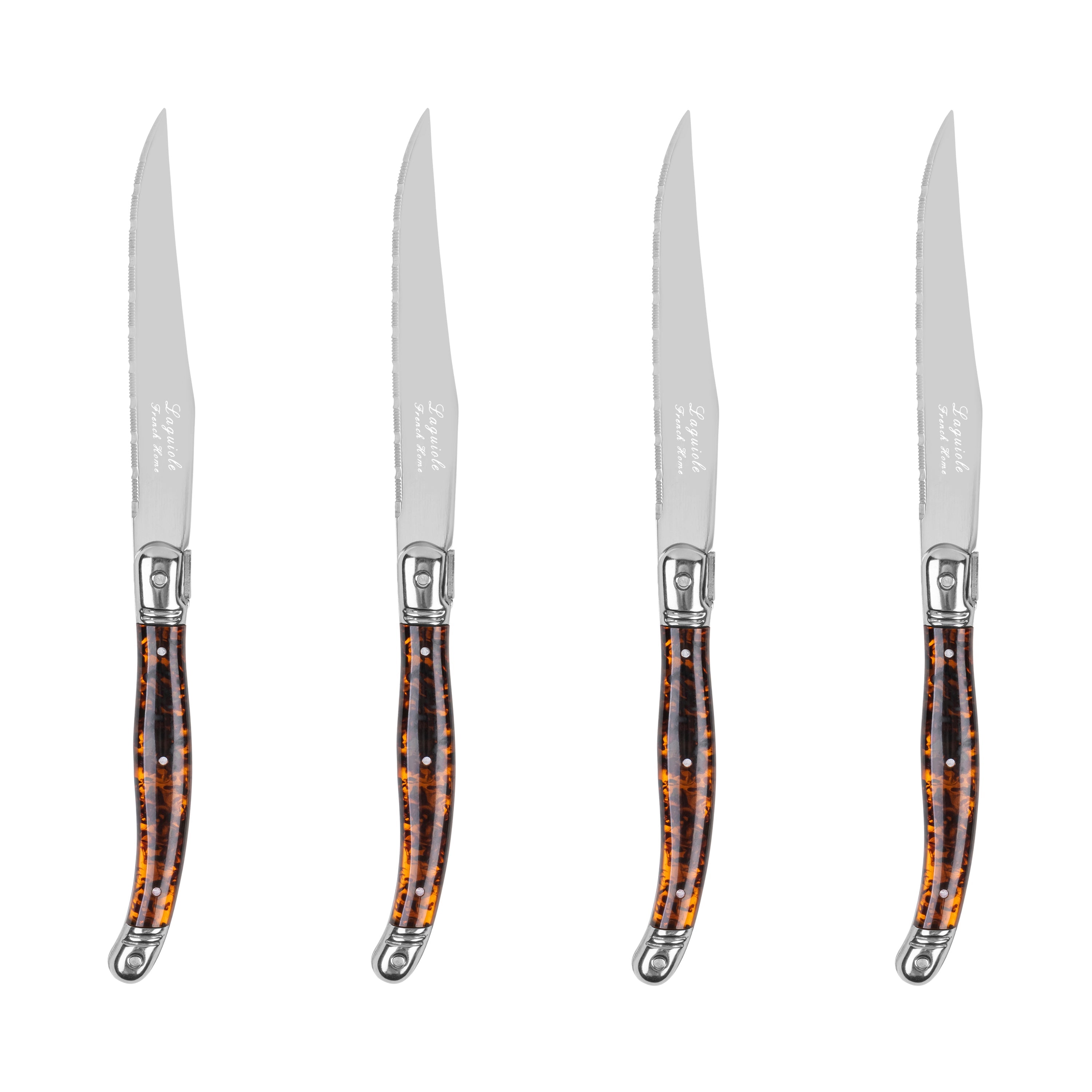  French Home Laguiole Connoisseur 4-Piece Steak Knife Set With Tortoise Handles - Default Title - Bonton