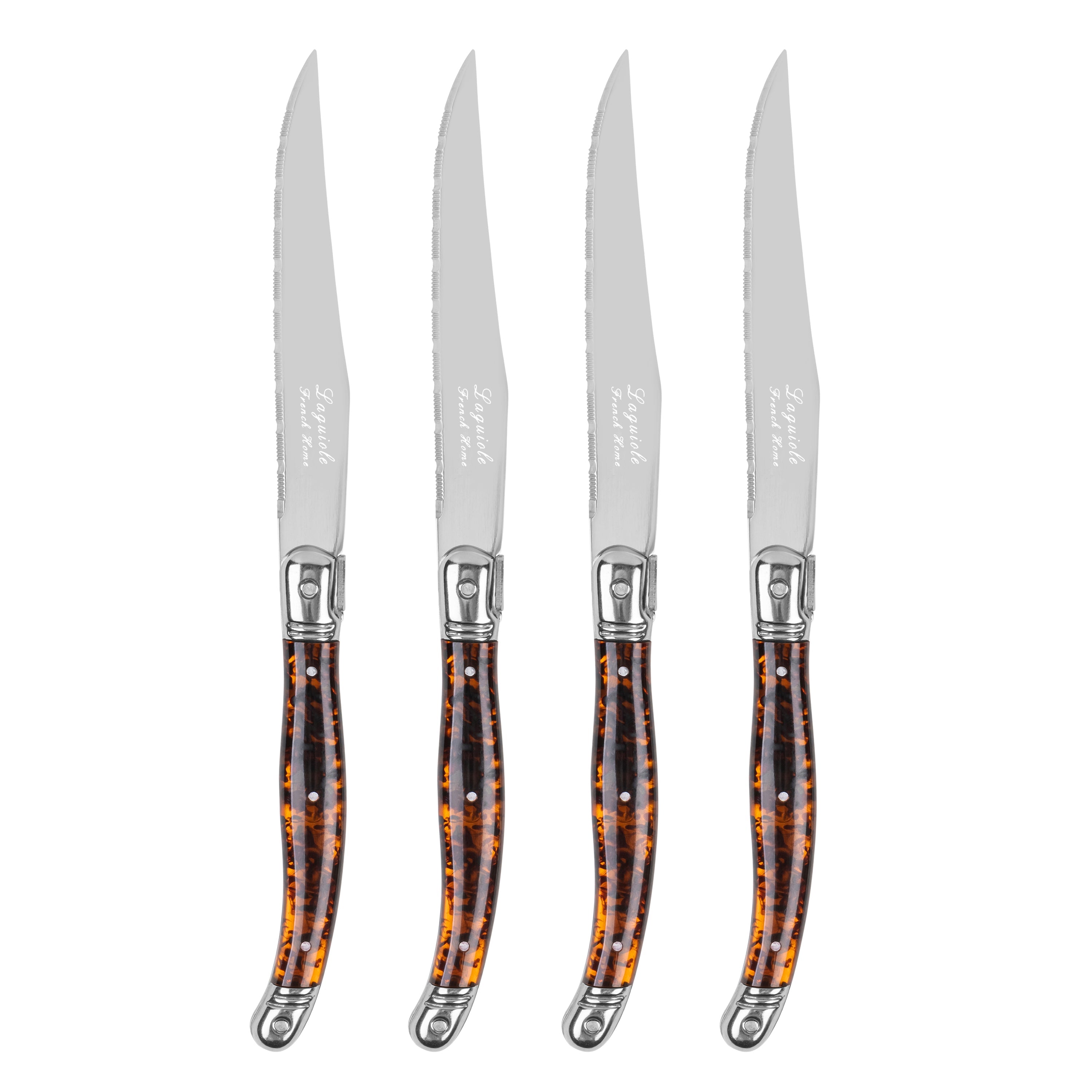  French Home Laguiole Connoisseur 4-Piece Steak Knife Set With Tortoise Handles - Default Title - Bonton