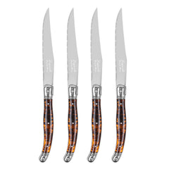 Laguiole Connoisseur 4-Piece Steak Knife Set With Tortoise Handles