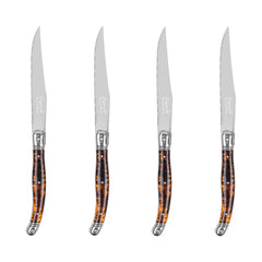 Laguiole Connoisseur 4-Piece Steak Knife Set With Tortoise Handles