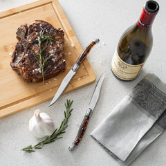Laguiole Connoisseur 4-Piece Steak Knife Set With Tortoise Handles
