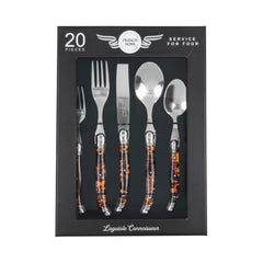 Laguiole Connoisseur 20-Piece 18/10 Flatware Set With Tortoise Handles