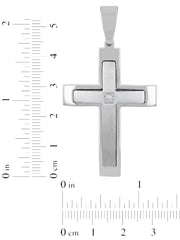 .07Ct Lab-Grown Diamond Stainless Steel Cross Pendant