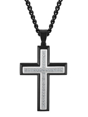 1/2Ctw Lab-Grown Diamond Stainless Steel With Black Ip Cross Pendant