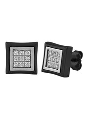 1/4Ctw Lab-Grown Diamond Stainless Steel With Black Ip Square Earrings