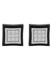 1/4Ctw Lab-Grown Diamond Stainless Steel With Black Ip Square Earrings