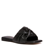 LIA Leather Flat Slides Ladies Sandals BLACK