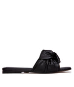 LIA Leather Flat Slides Ladies Sandals BLACK