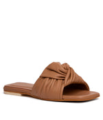 LIA Leather Flat Slides Ladies Sandals TAN