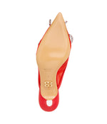 LIANA Leather Kitten Heel Mules Ladies Sandals RED