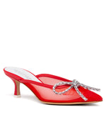 LIANA Leather Kitten Heel Mules Ladies Sandals RED
