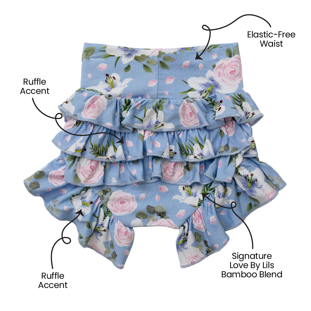  Laree + Co. Lillian Floral Bamboo Ruffle Bummies - 0_3M - Bonton