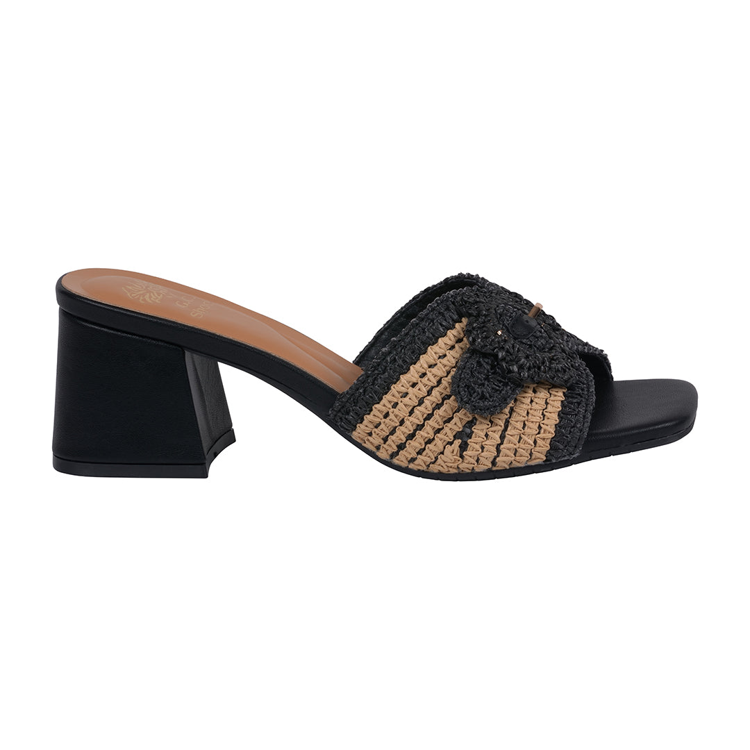  GC Shoes Women's Liza Black Woven Heeled Sandals - Black - Bonton