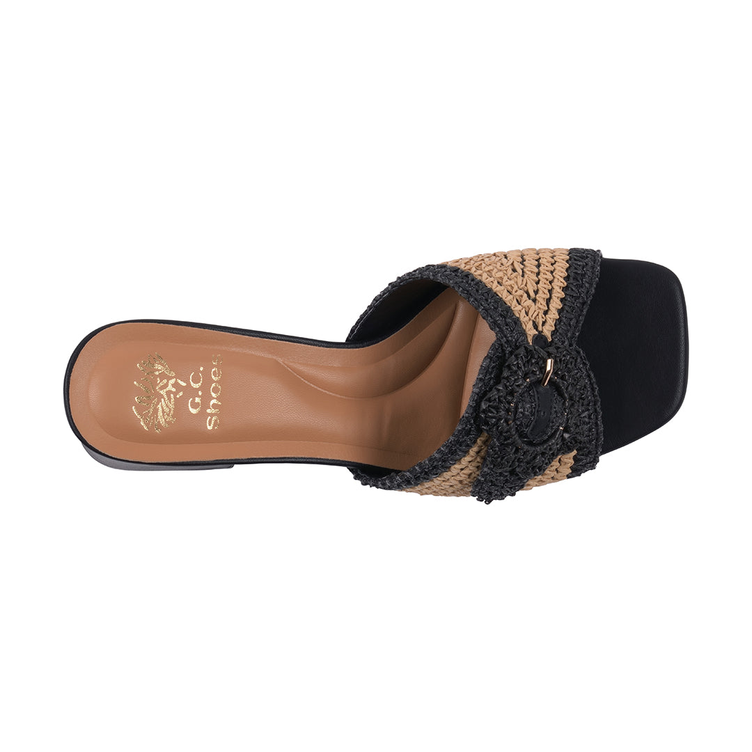 GC Shoes Women's Liza Black Woven Heeled Sandals - Black - Bonton