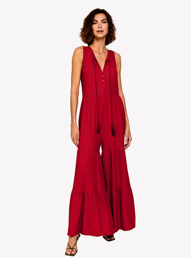  LOULOU DAMOUR ARIANA- Jumpsuit (Plum Red) - XS - Bonton