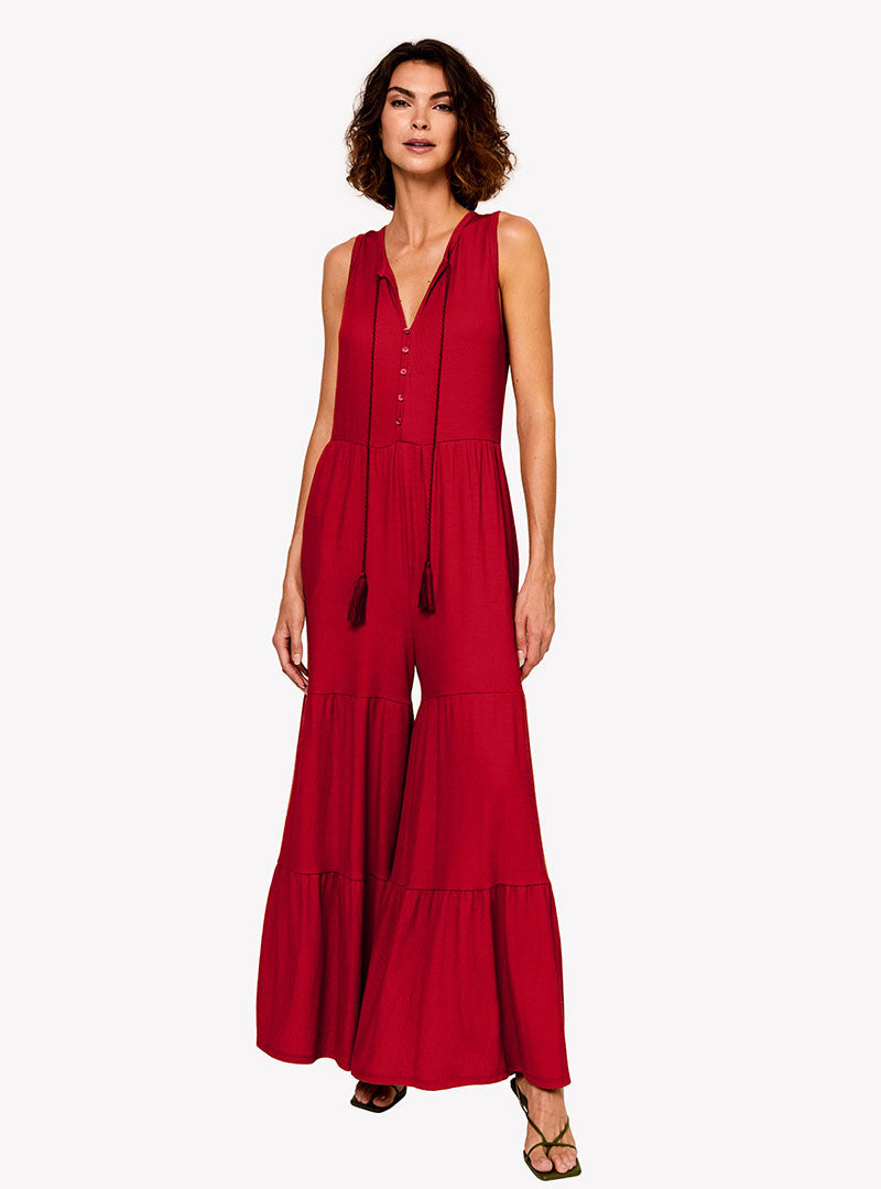  LOULOU DAMOUR ARIANA- Jumpsuit (Plum Red) - XS - Bonton