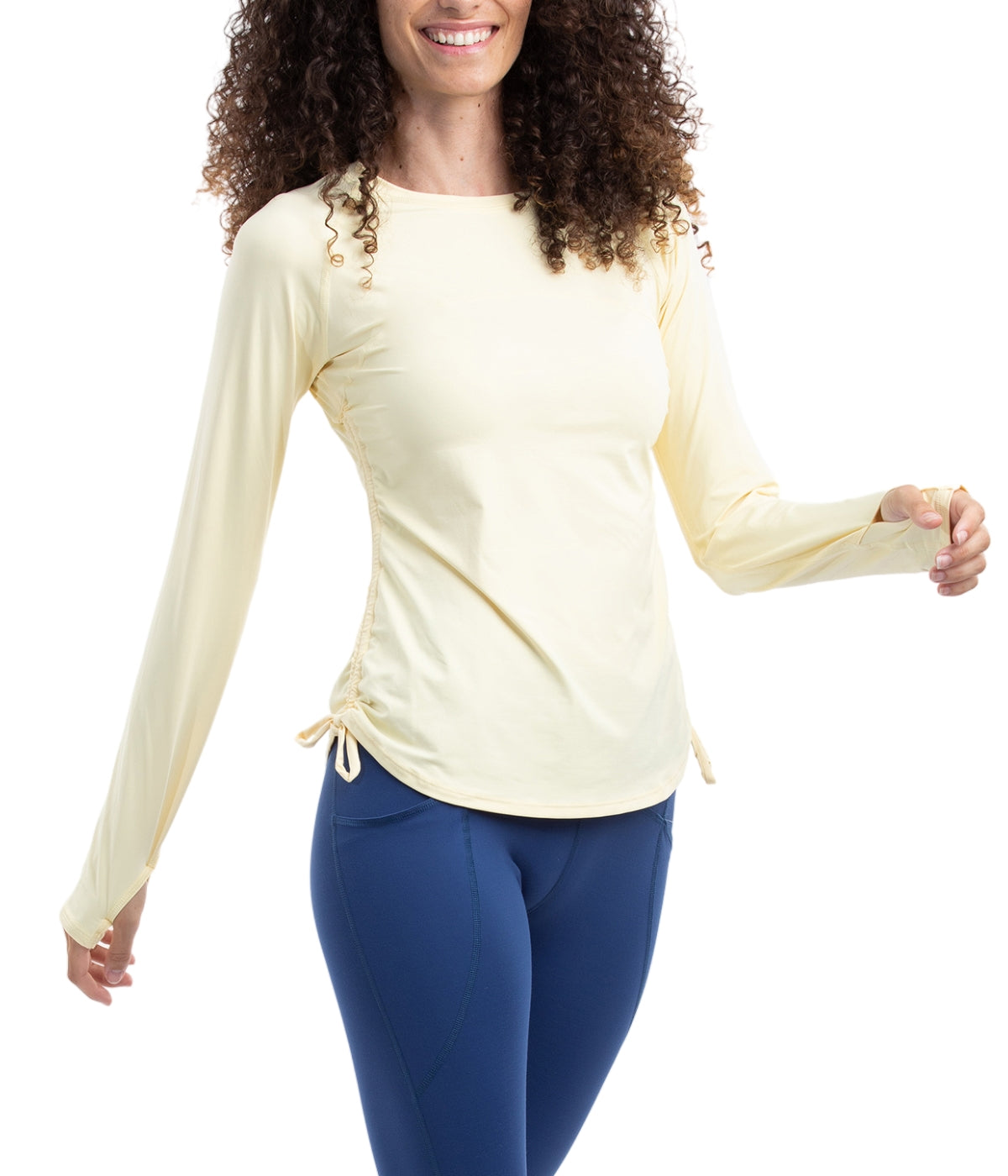  BloqUV BloqUV Women's UPF 50+ Sun Protection Drawstring Crew Top - Lemon Yellow - Bonton