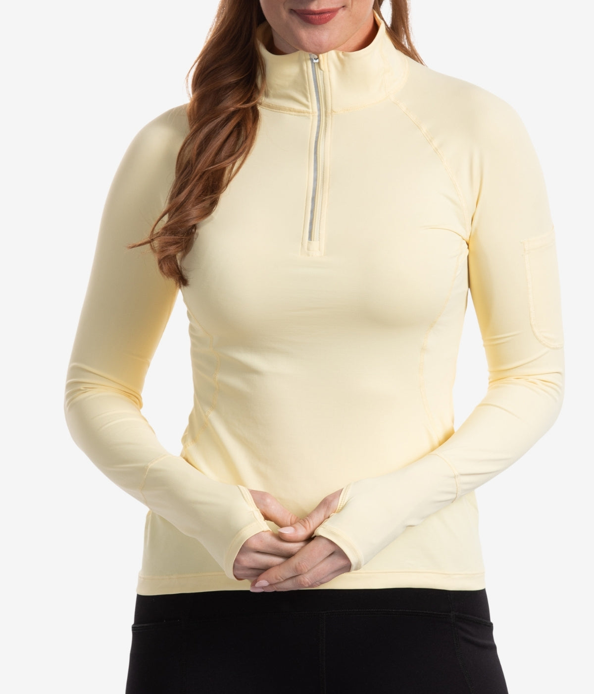  BloqUV BloqUV Women's UPF 50+ Sun Protection Mock Neck Quarter Zip Top - Lemon Yellow - Bonton