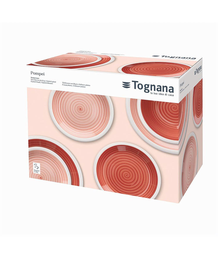 Tognana By Widgeteer Pompei Red 18Pc Porcelain Dinnerware Set Red