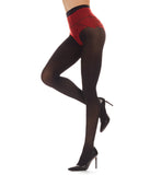 Women's Tie Me Up Faux Bow 60 Denier Opaque Tight Black-Red