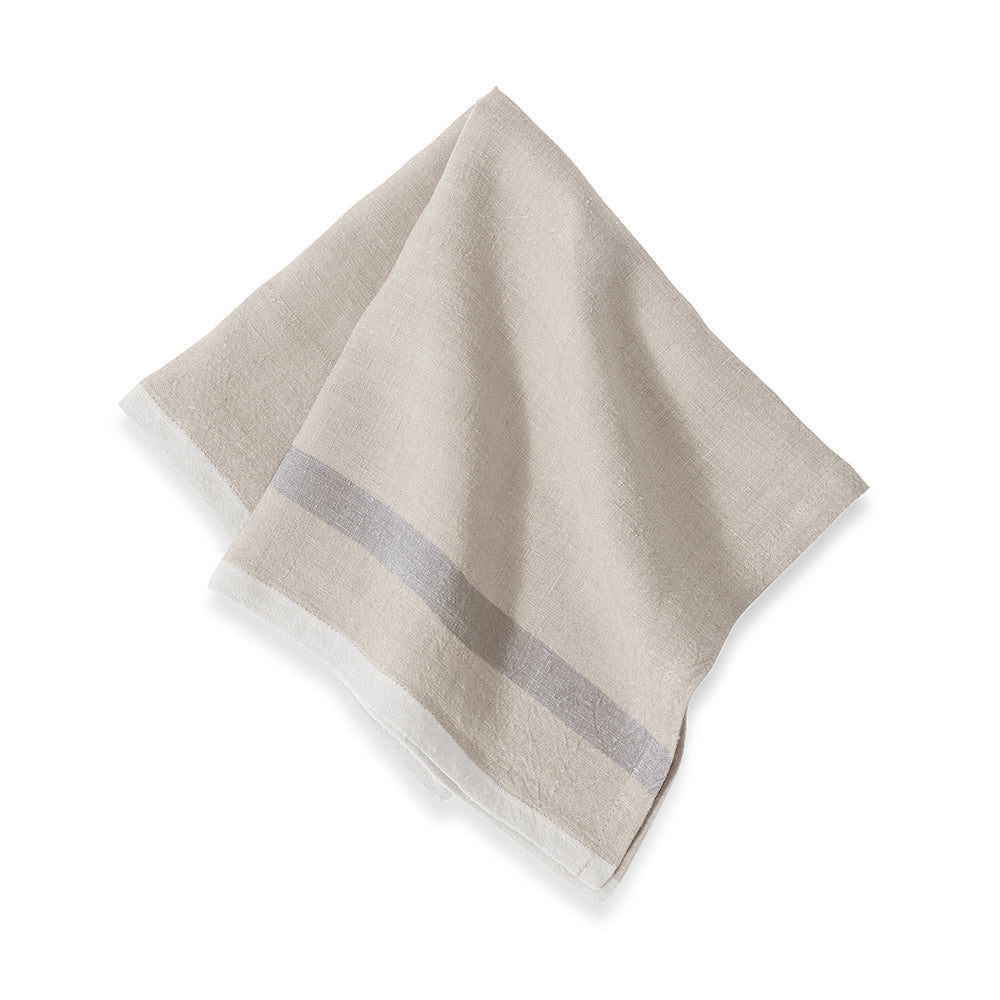  Caravan Laundered Linen Napkins, Set of 4 - Lime & Grey - Bonton