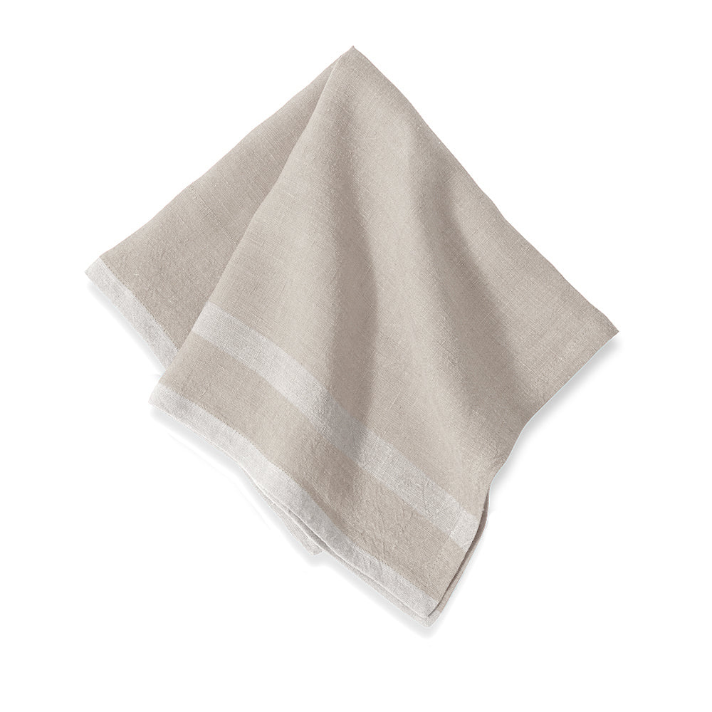  Caravan Laundered Linen Napkins, Set of 4 - Lime & Grey - Bonton