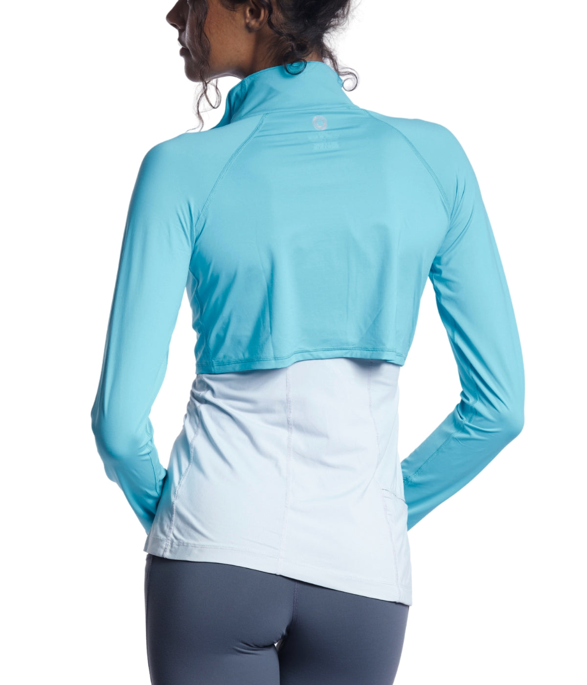  BloqUV BloqUV Women's UPF 50+ Sun Protection Full Zip Crop Top - Light Turquoise - Bonton