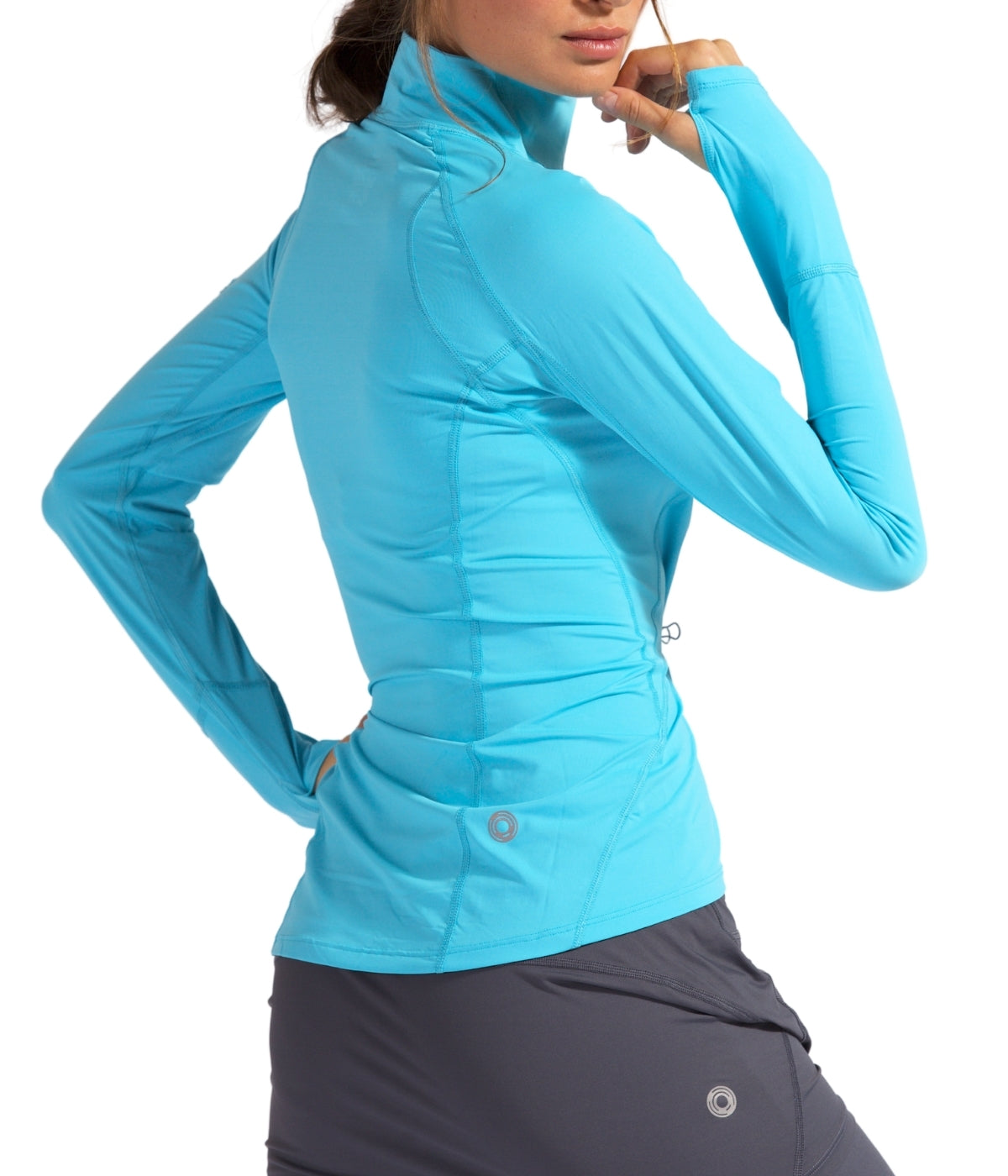  BloqUV BloqUV Women's UPF 50+ Sun Protection Mock Neck Quarter Zip Top - Light Turquoise - Bonton