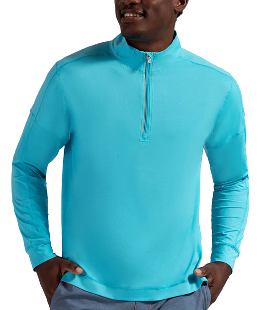 BloqUV Men's UPF 50+ Sun Protection Long Sleeve Mock Zip Top