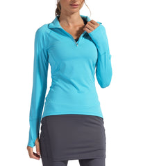 BloqUV Women's UPF 50+ Sun Protection Mock Neck Quarter Zip Top