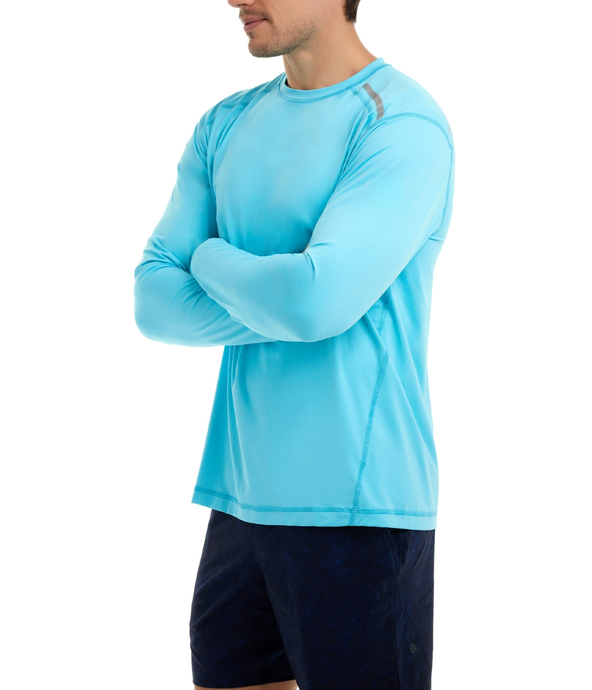  BloqUV BloqUV Men's UPF 50+ Sun Protection Long Sleeve Jet Tee Top - Light Turquoise - Bonton