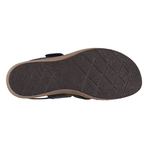 Women's Lux Black Embellished Velcro Wedge Sandals