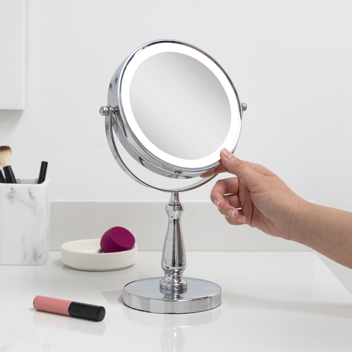  Zadro Lighted Makeup Mirror with 8X/1X Magnification - Chrome - Bonton